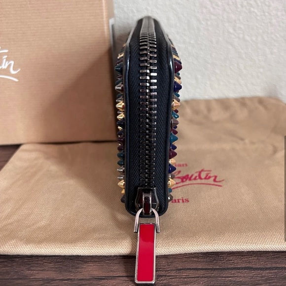 CHRISTIAN LOUBOUTIN Panettone Multicolor Spiked Calf Leather Wallet!!! PRISTINE! - Picture 7 of 16